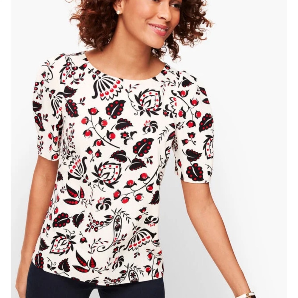ISO: Talbots Berry Paisley Crepe Top